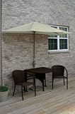TERRACE MATES 42 GENEVIEVE All Weather Wicker in Java Color 7.5 Ft. Antique Beige Sunbrella Set