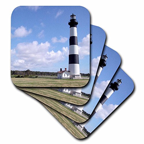 3dRose CST_93273_2 Nc, Bodie Island Lighthouse Keepers Quarters US34 LSE0014 Lynn Seldon Soft Coasters, Set of 8