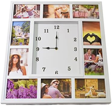 Sellim 12 Picture White Collage Photo Frame Wall Clock