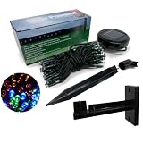 SuperLED Solar 60 Multi-Colour LED Light String NEW MULTI EFFECT + FREE FENCE/WALL MOUNT + STAKE