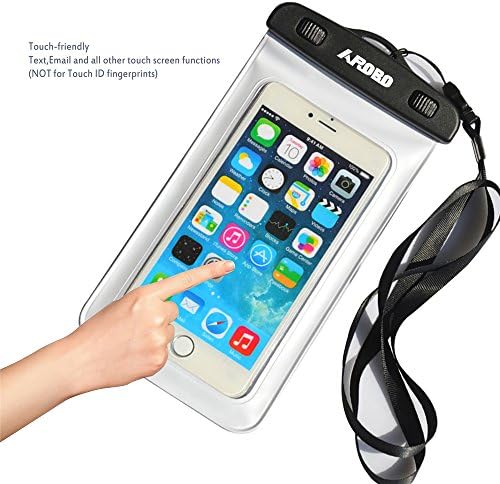 Arobo Universal Waterproof Cell Phone Carrying Cases, For Apple iPhone 6,plus, 5s, 5, Galaxy S5, S4 S3, HTC One, Galaxy Note 3,Note 2, MP3 Player - IPX8 Certified to 100 Feet(white)