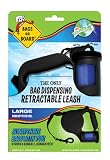 Bags on Board Retractable Dog Leash with Built-in Bag Dispenser, Large, Black, 45 Bags