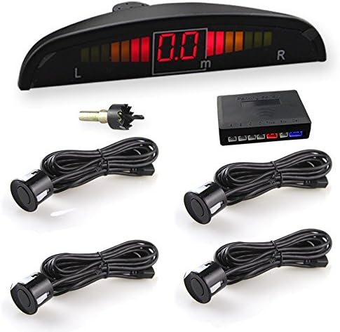 WIKOOL LED Display Car Vehicle Reverse Backup Radar Parking Sensors System with 4 Cameras-Black