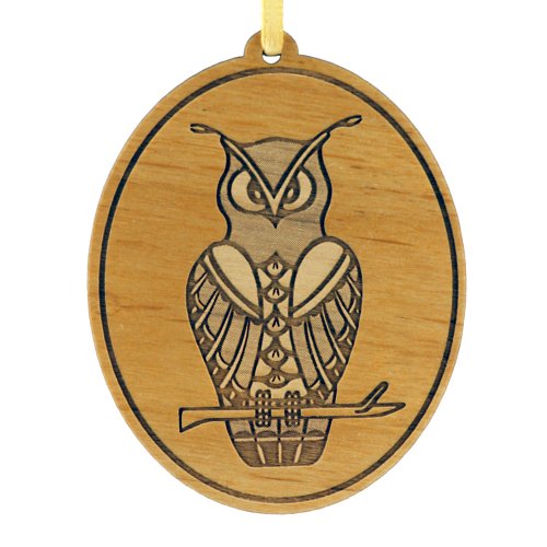 Advent Ornaments Southwest Design "OWL 3", Laser Cut and Engraved Wood Christmas Tree Ornament