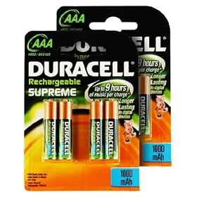 Duracell AAA Supreme1000mAh Rechargeable Batteries (Pack of 8)