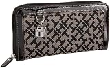 Tommy Hilfiger Deming Large Zip-Around Wallet,Black/Alpaca,one size