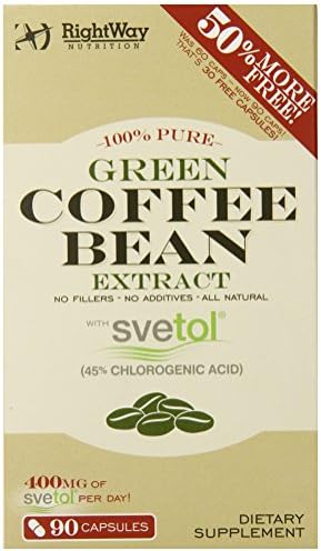 RightWay Nutrition Green Coffee Bean Extract Capsules, 90 Count