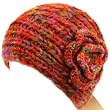 Adjustable Hand Knit Head wrap Headband Chunky Flower Rust Red with Multiple Colors
