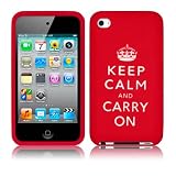 AIO Keep Calm & Carry On Lasred Silicone Case For Apple iPod Touch 4 + LCD Screen Protector