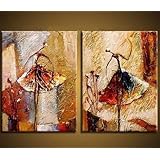Wieco Art - Ballet Dancers 2 Piece Modern Decorative artwork 100% Hand Painted Contemporary Abstract Oil paintings on Canvas Wall Art Ready to Hang for Home Decoration Wall Decor
