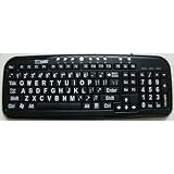 Brand New and Improved EZSee by DC - Large Print Computer Keyboard - White Oversized Letters on Black Background - USB Connection Brand New and Improved EZSee by DC - Large Print Computer Keyboard - White Oversized Letters on Black Background - USB Connection