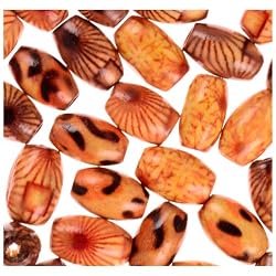 Printed Wood Beads, 6x10mm Oval, 60pc Pkg
