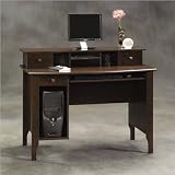 Sauder Brook Bridge Computer Desk With Hutch in Dark Alder