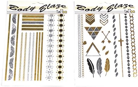 Temporary Gold Silver Jewelry TATTOO Beauty Accesorize Pack of 2 #35