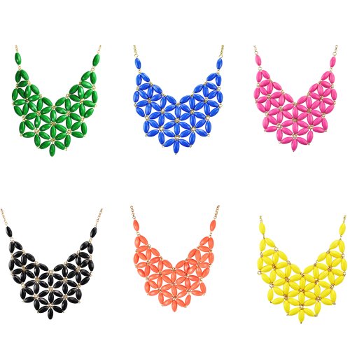 Jane Stone Tessellate Net Fashion Statement Beaded Jewelry Bib Necklace for Women