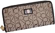 Women's Calvin Klein Zip Around Jacquard Signature Logo Wallet Khaki/Brown