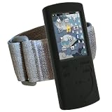 iGadgitz Black Silicone Skin Case Cover and Sports Gym Jogging Armband for Sony Walkman NWZ-S765 NWZ-S764 S Series Video MP3 Player 8gb 16gb + Screen Protector (NWZ-S765B, NWZ-S765W)