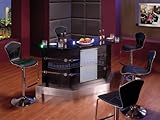 Modern Furniture Custom 3pc Bar Set with Six Black Leather Match Bar Stools ....