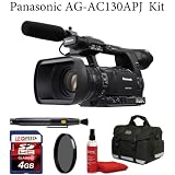 Panasonic AG-AC130APJ AVCCAM HD Hand-Held Camcorder + Deluxe Case + Air Blower + Lens Cleaning Brush + Sunpak CPL Filter + 4GB Memroy Card