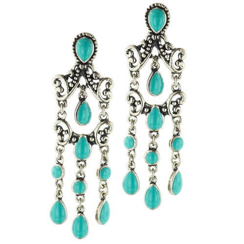 Fancy Turquoise Victorian Chandelier Dangle Earrings