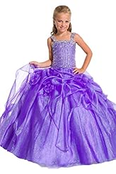 Girls Lace-Up Crystal Beaded Crystals Organza Floor Length Pageant Dress/Wedding Dress 