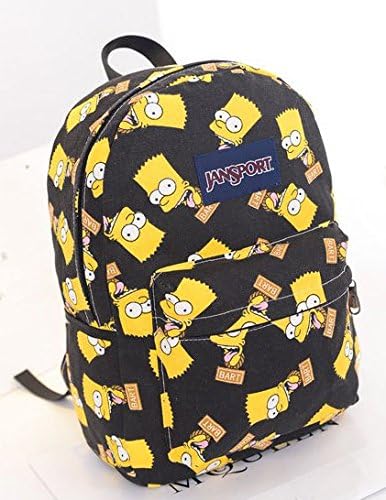 The Simpsons Shoulders Bag Preppy Style Cartoon Backpack Backpack Students Schoolbag (Black)