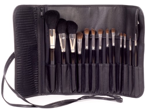 13 Piece Make up Brush Set in Black Roll Pouch