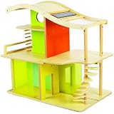 Hape Bamboo Collection Sunshine Dollhouse Eco Friendly with Fully Operational Solar Panel for LED Lights