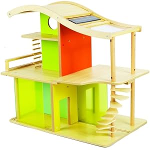 Hape Bamboo Collection Sunshine Dollhouse Eco Friendly with Fully Operational Solar Panel for LED Lights