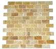 Honey Onyx 1x2 Brick Pattern Polished Mosaics Meshed on 12" X 12" Tile for Backsplash, Shower Walls, Bathroom Floors - Orders Over 5 Sheets gets Free Shipping