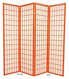 IMAGE OF 6ft. Window Pane Japanese Shoji Folding Privacy Screen Room Divider - 4 Panel Orange