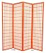 6ft. Window Pane Japanese Shoji Folding Privacy Screen Room Divider - 4 Panel Orange