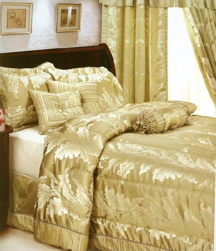 7pc Queen Size Taupe Jacquard Comforter Bed in a Bag Set