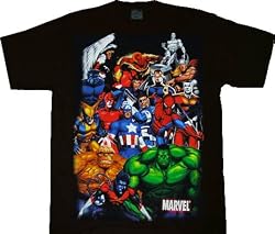 Marvel Superheroes Squad Black T-shirt Tee