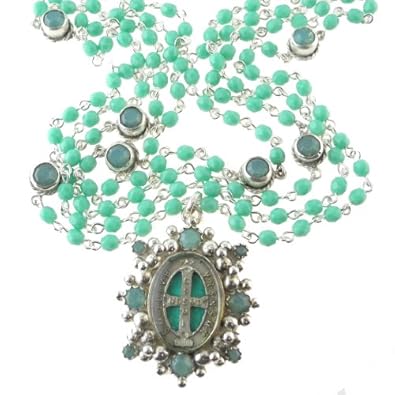 Cheap Girls Jewelry Virgins Saints and Angels Oval San Benito Magdalena Turquoise and Pacific Opal For Sale