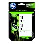 Original HP 15 Black Ink Cartridge (2-Pack) in Retail Packaging