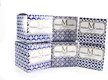 Shanghai Assorted 6-pack Fresh Cut Grass Scented Soy Wax Candles, Blue and White, Pagoda, China, Lotus, Dragon, Made By Market Street Candles