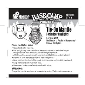 Mr. Heater F220353 Base Camp Pro Series Tie-On Mantle for Indoor Propane Gaslights