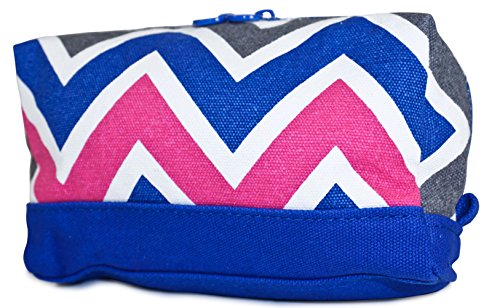 Ever Moda Royal Blue Multicolor Chevron Cosmetic Makeup Bag