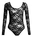 Forever Womens Plus Size Long Sleeves Floral Lace Bodysuit Button Fastening At Bottom