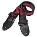 Adjustable Unisex Strap for Electric Acoustic Classical Guitar Bass Leather Head Silk Floss Wide Cool Red Flame Pattern Design