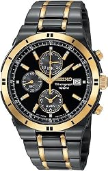 Black Two Tone Stainless Steel Alarm Chronograph Black Dial