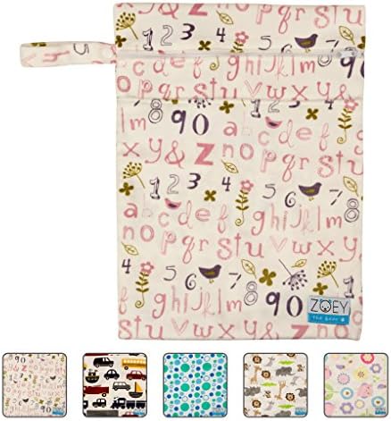 Best Wet/Dry Diaper Bag, 2 Large Zipper Pockets with Snap Handle, Washable &amp; Waterproof! Makes Life Easy - Travel, Swim, Diapers - No Mess! (Alphabet)