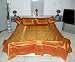 Boho Indian Rajrang Silk Saree Border, Embroidery & Sequins Work King Size Bedsheet Tapestry with Pillow & Cushion Covers