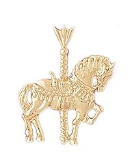 14K Yellow Gold Carousel Horse Pendant