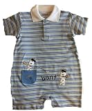 Baseball Puppy romper with collar 100% pima cotton, softest cotton in the world