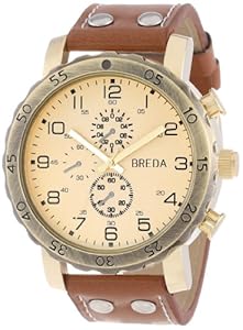 Breda Men's 1635-H Steve Oversized Industrial Stud Leather Watch