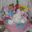 Plush Animal Easter Kids Gift Basket - Candy, Games, Coloring, Activites, FUN!