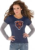 Chicago Bears Navy Women's Primary Logo Tri Blend Long Sleeve Layered T-Shirt- by Alyssa Milano
