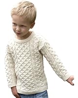 100% Irish Merino Wool Little Boy's Crew Neck Aran Sweater